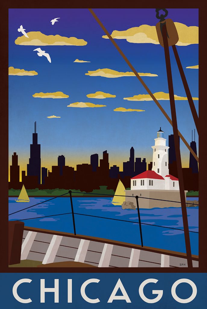 Chicago Retro Travel Poster