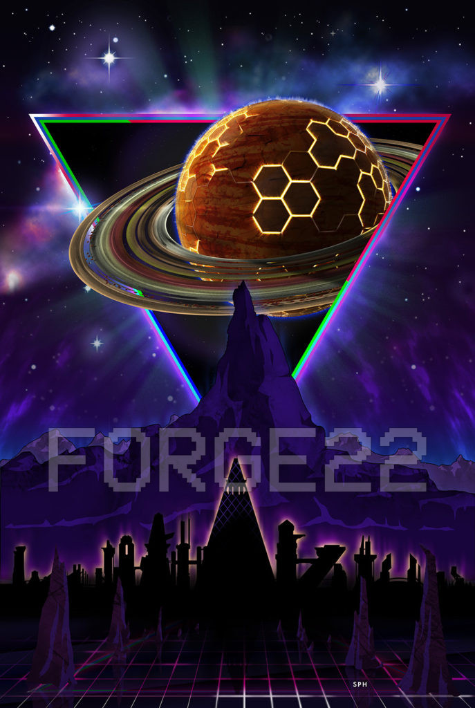 synthwave graphic design future planet space