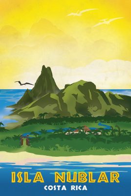 Jurassic Park Isla Nublar Retro Travel Poster