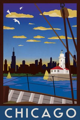 Chicago Retro Travel Poster
